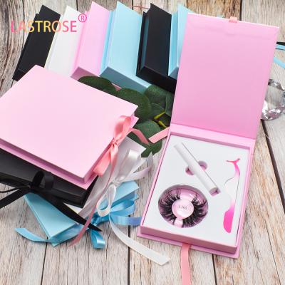 China Feather lashese with case and glue custom logo wick box eyelash packaging box kit for sale