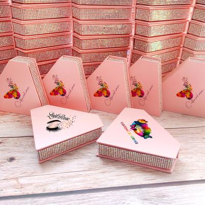 China 2021 Wholesale Bling Glitter Rhinestone Lashbox Sellers Custom Deep Lashes jinbang packaging box for sale