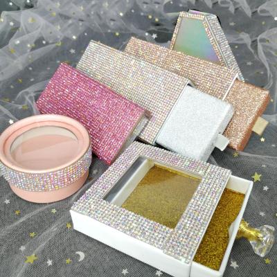 China Thick custom logo printed eyelash packaging box glitter pull out lashbox private label holographic drawer whips boxes for sale