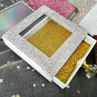 China Custom logo printed eyelash packaging box glitter thick remove lashbox private label for sale