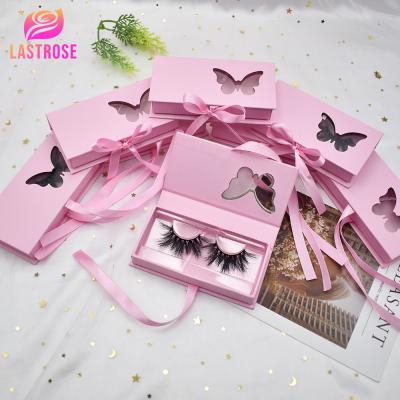 China 0.07MM Butterfly Eyelash Packaging Box Wholesale Lashes Packaging Boxes Custom Logo for sale