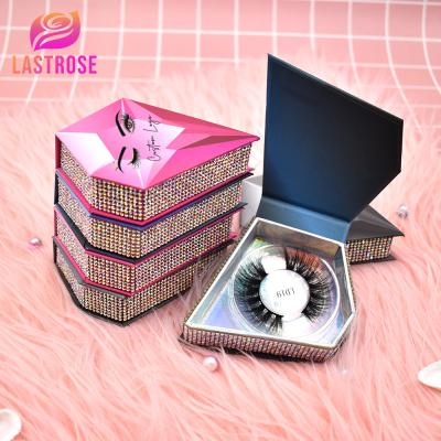 China 0.07MM Luxury Diamond Logo Single Wick Box Custom Eyelash Packaging Box Paper for sale