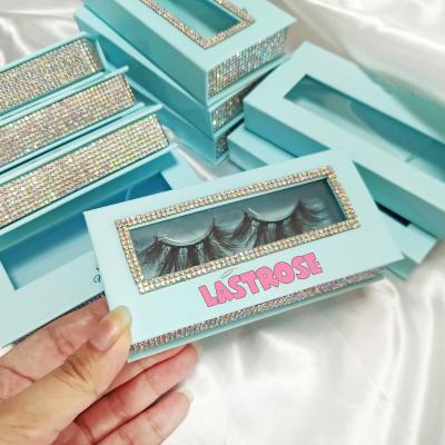 China 0.07MM Bling Glitter Eyelash Packaging Box Lashes Case 3d Mink Lashes Empty Packaging Box With Rhinestone for sale