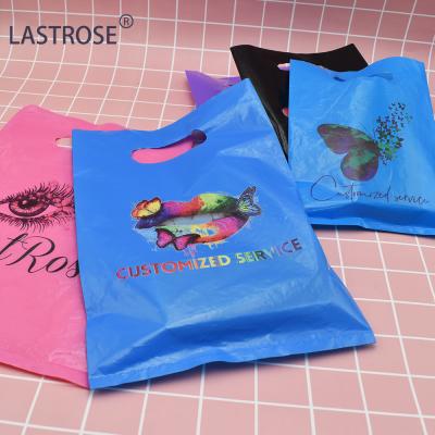 China Customized Delicate Plastic Handbags Plastic Handbags Package Bag Logo Handle Carry Handle Carry Empty Cosmetic Bags for sale