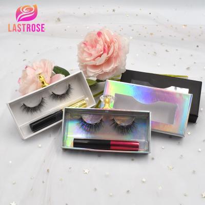 China Natural Magnetic 3D Eyelashes 5 Magnetic Lashes Magnetic False Eyelashes Magnets Logo Custom Packaging Box for sale