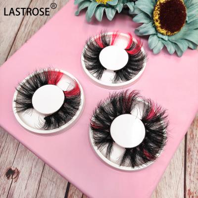 China Full Mink Soft Fluffy Eyelash Strip Whips Color Eyelash Extension 25mm Logo Paper Wick Long Lashes Custom Lashes Custom Sellers c for sale