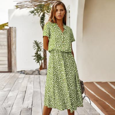 China Summer Fashion Lady Midi Anti-Static Modern Dress Vestido Printed Polka Dot Elegant Casual Dress for sale