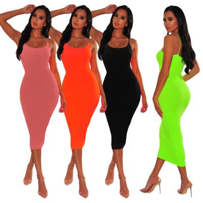 China Solid Color Casual Dress Women Summer Anti-Static High Quality Sleeveless Backless Dress for sale