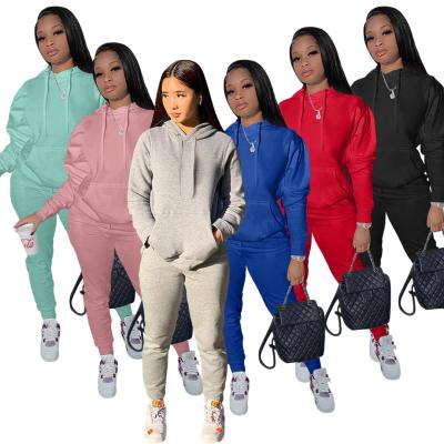 China QUICK DRY women fall clothes 2022 cotton outfit women two piece jogging pants sets thick sweat suits sweatpants and hoodie two piece set for sale