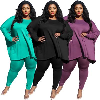 China Viable Plus Size Women Set Plus Size Women Fashion Two Piece Jogger Solid Color Long Sleeve Casual Loose Women Suit Sets 5XL for sale