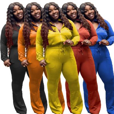 China Fashion Plus Size Women's Sustainable Solid Color Zipper Drawstring Sets Women's Sweatsuit 2 Piece Pant Sets for sale