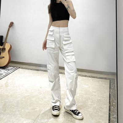 China Anti-wrinkle Pocket Solid Zipper Straight Pants Girls Pants Women's Pants for sale