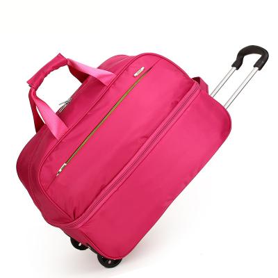 China Nylon Travel Bag Hit Color Men And Women Pull Rod Short-distance Trolley Portable Bag for sale