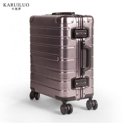 China Fashionable Gray Cast Iron Aluminum Suitcase TSA Lock 360 Degree Full Wheel Aluminum Travel Luggage for sale