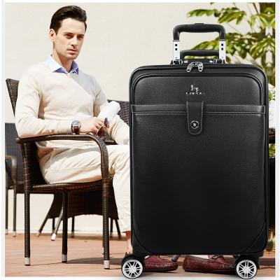 China Trolley Case Caster Business Case Genuine Leather Leather for sale