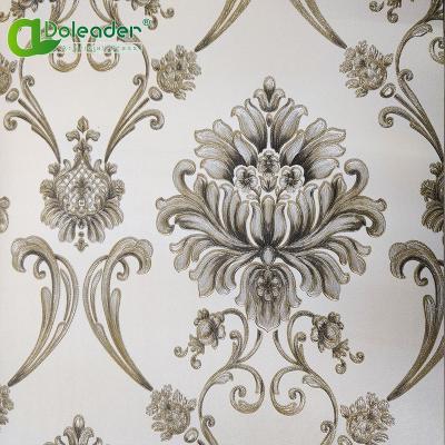 China Beautiful Flower Style PVC Wallpaper Modern European Design Wallpaper Doleader Decoration 15.6m Roll Home Stocklot for sale