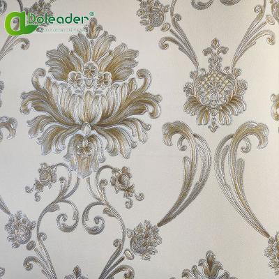 China Custom stocklot Doleader Damascus wall paper designs home wallpaper PVC modern high quality luxury porcelain roll wallpaper for sale