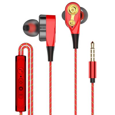 China Good Sound Quality Super Bass Universal Stylish Dual Dynamic Wired In-Ear Headphones With Mic For Mobile Phone And Computer for sale