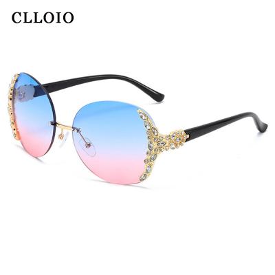 China European and American personality frameless sunglasses all-match border fashion sunglasses women's trend diamond-studded sunglasses for sale