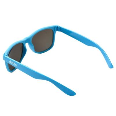 China Funny Fashion Sunglasses Lenses Printed Your Own Brand Logo Cat 3 UV400 Give Away Sky Blue Sunglasses for sale