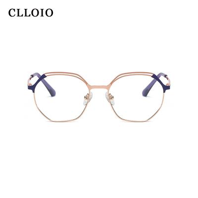 China New Arrival Cat Eye Big Metal Frame Blue Light Blocking Optical Glasses For Women for sale