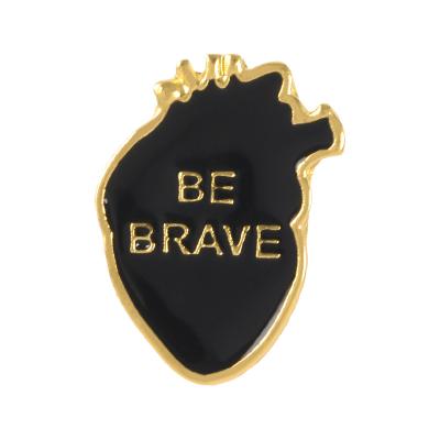 China Wholesale Price Colorful Black Enamel Badge Be Brave Human Body Heart Lapel Pin For Backpack Jeans for sale