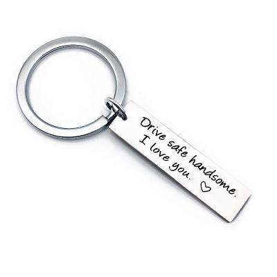 China Lovely Decoration Stainless Steel Chain Drive Safe Key Key Chain I Love You For Boyfriend Husband Dad Gifts for sale