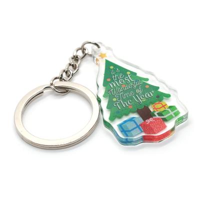 China Promotion Gift Christmas Tree Key Chain Custom Transparent Acrylic Key Chain No MOQ for sale