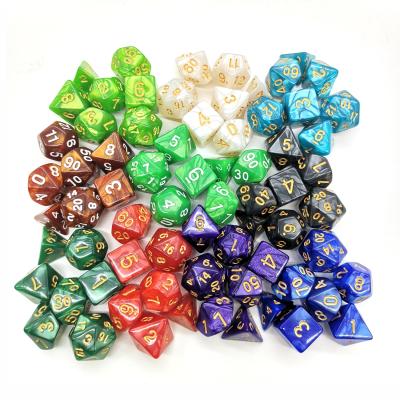 China Acrylic Acrylic Made 7 In 1 Bead Set Multi-sided Polyhedral Dice Table Game Dice Set For Group Teenager Run Fun for sale