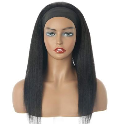 China Yaki black headband wig European and American women's straight wig hair headbands long curly yaki straight wigs long headband synthetic wig for sale