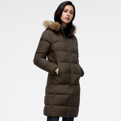 China Waterproof outdoor goose down jacket women's medium and long thin fashion down large thickened collar jacket for sale