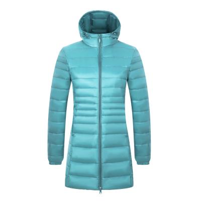 China 2021 New Anti-Wrinkle Winter Lightweight Down Jacket Women's Plus Hooded Jacket Mid Length Mid Length for sale