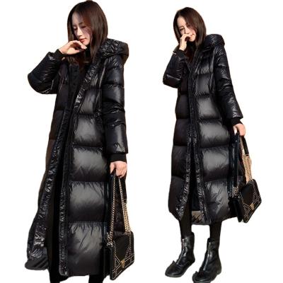 China Black Anti-Shrink Down Padded Jacket Winter Coat Women Mid Length Over The Knee Women's Coats Women's Jackets for sale