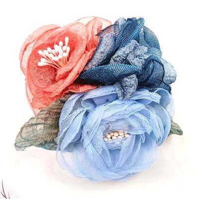 China Stylish fabric flowers wholesalehandmadebrooches women accessories for sale