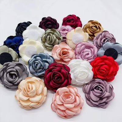 China Small fabric flowers handmade burned edge satin flowerDIY handmade for hair accessories for sale