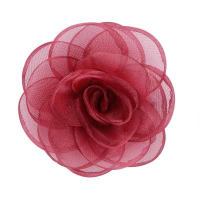 China Small fabric flowers 5cm Organza stereo vintage Rose bud diy corsage dress hat decorative fabric flower accessories for sale