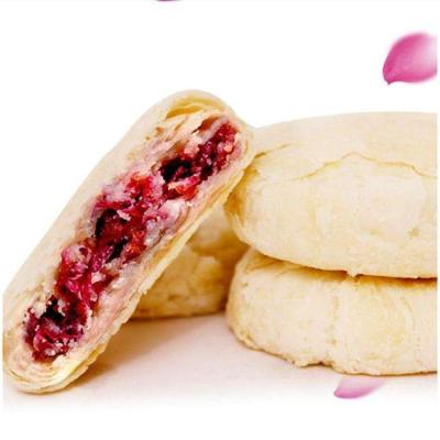 China Low-sodium Traditional Food Round Cake Flat Rose Stuffing Flowers Pastry Cookies Cookies for sale