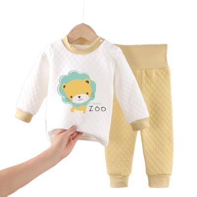 China Fashion Winter Warm Children's Clothing Plus Velvet Padded Jacket and Pants Suit Two Piece Pajamas for sale