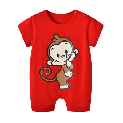 China Short Sleeve Newest Print Baby Rompers Animal Baby Rompers Simple Cute Babies Rompers for sale