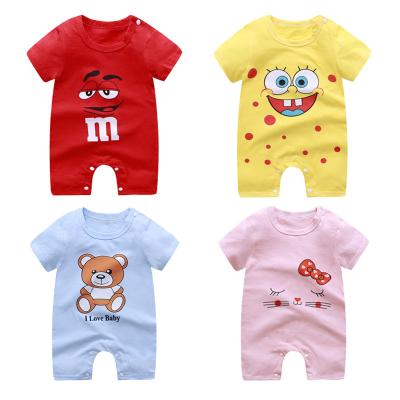 China Baby Boy Short Sleeve Rompers Newborn Baby Rompers 100% Cotton for sale