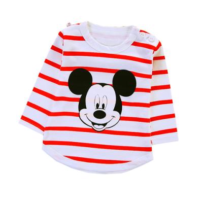 China Latest QUICK DRY Boys And Girls Long Sleeve T Shirt Around The Collar Kids Striped T Shirt for sale