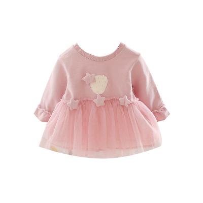 China Viable Latest Design Autumn Baby Girl Long Sleeve Mesh Skirt Princess Dress Lovely Girl Clothes for sale