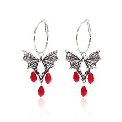 China Lead Free Nickel Free Gothic Bat Dangle Red Animal Crystal Gems Bat Earrings Halloween Costume Earrings Jewelry For Women for sale