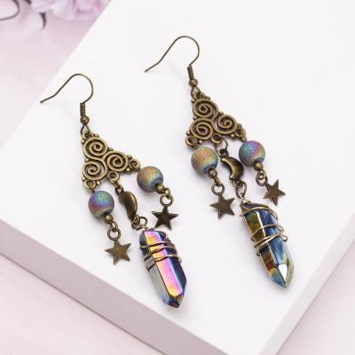 China Neo-Gothic Quartz Crystal Witchy Earrings, ZKBKJSPZJB Occult Jewelry Boho Crystal Accessories Earrings Gothic Festival Gothic Wedding for sale