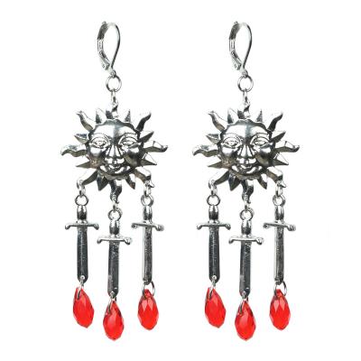 China ZKBKJSPZJB neogothic sword and sun charm earrings, Goth jewelry dangle earring, dagger, punk, gothic, wiccan for sale