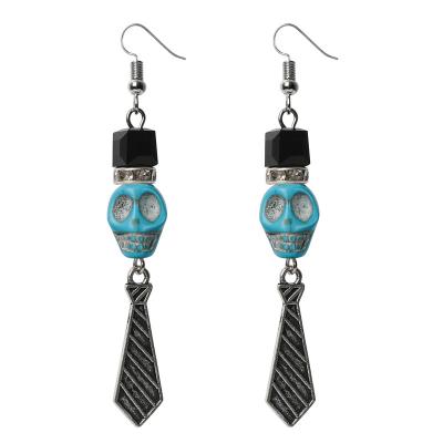 China ZKBKJSPZJB Punk Handmade Skull Punk Goth Jewelry Bowtie Earrings Unisex Halloween Earrings for sale