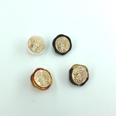 China Other Retro Style Portrait Resin Bottom Gold Plating Leg Button Metal Buttons For Clothes for sale