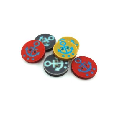 China Viable Wholesale Colored Spray Paint Anchor 2 Hole Buttons Sewing Resin Buttons For Clothes for sale