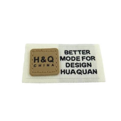 China Handmade H&Q Printed Leather Patches Sew On Garment Labels Woven Labels For Clothes Hat for sale