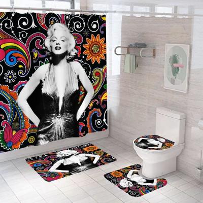 China Wholesale High Quality Viable Funny Purple African Black Girl Shower Curtain Bathroom Rug Set With Shower Curtain for sale